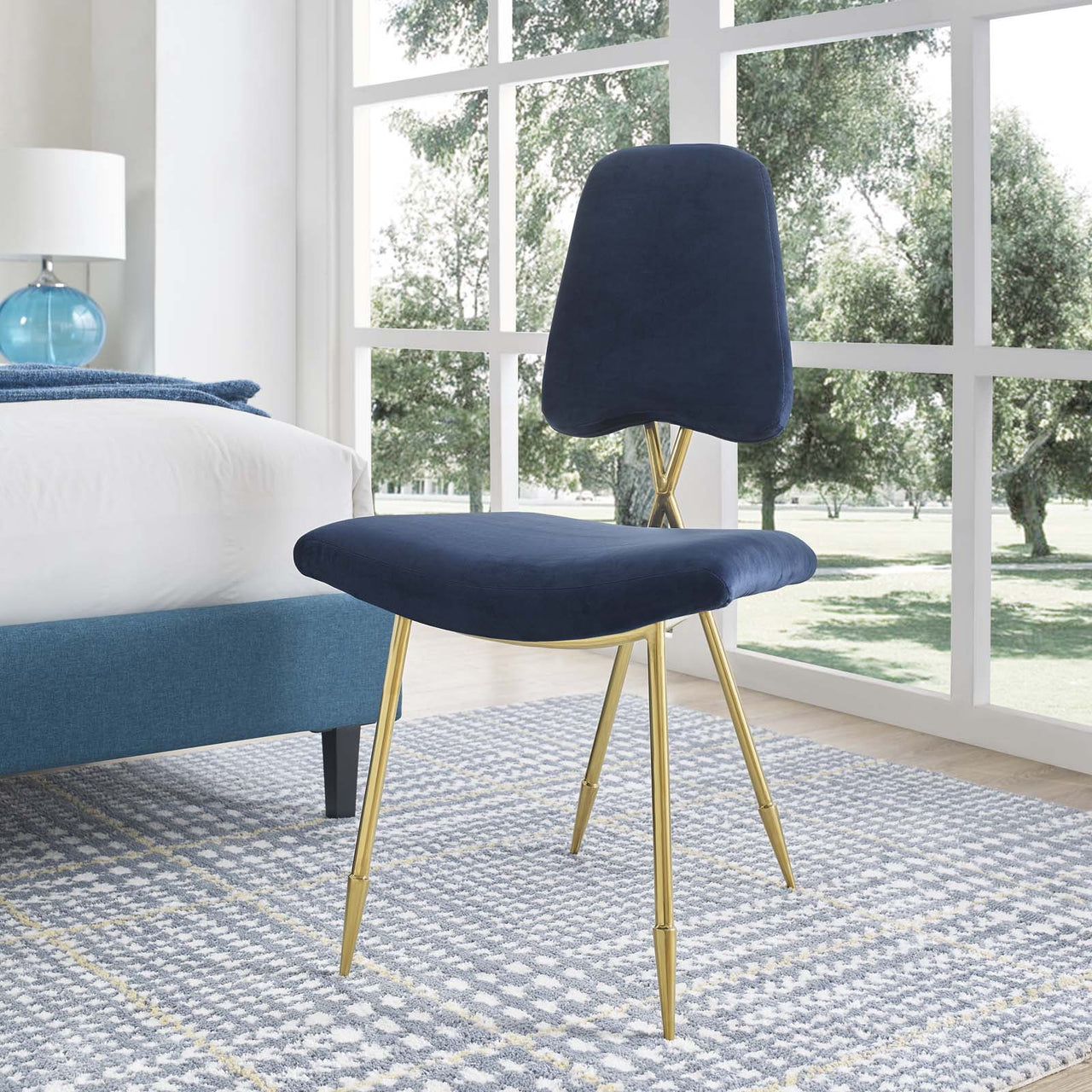 Direction Velvet Dining Chair, Navy