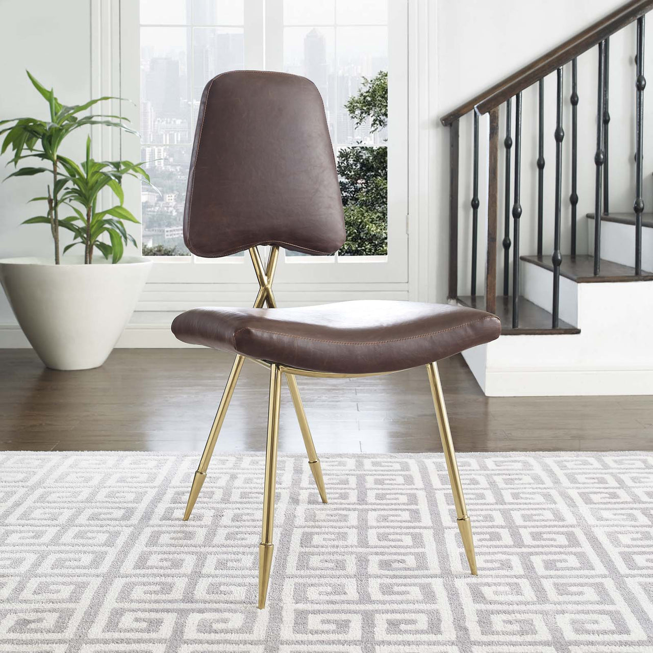 Direction Faux Leather Dining Chair, Brown