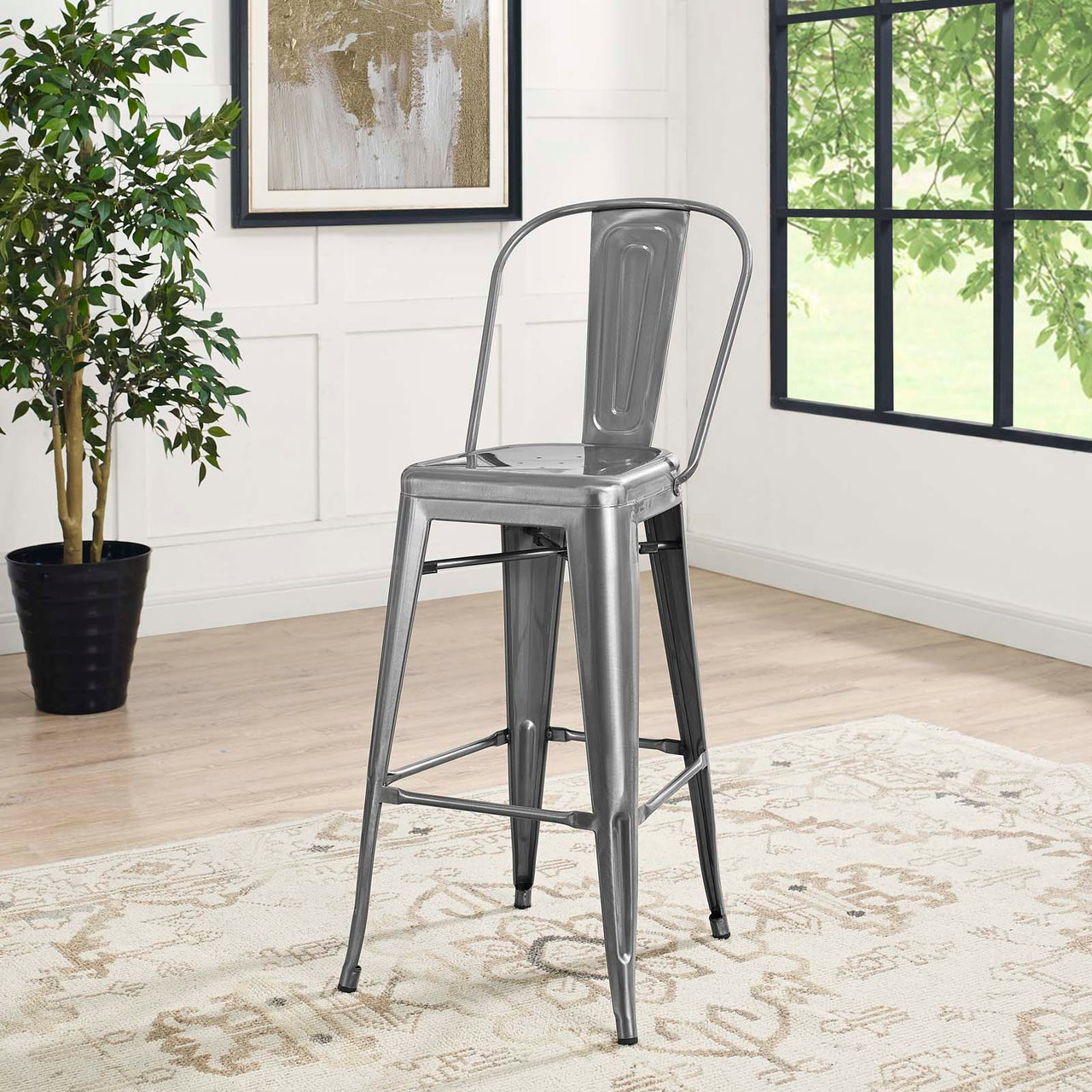 Vintage Flair Bar Side Stool, Gunmetal