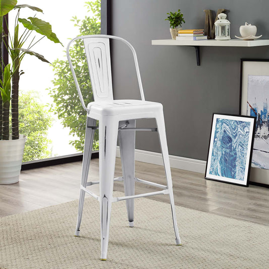 Vintage Flair Bar Side Stool, White