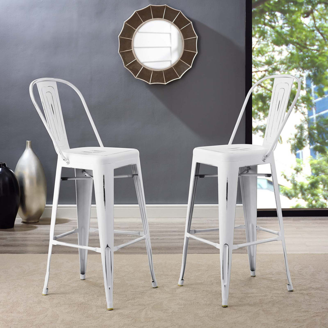 Vintage Flair Bar Side Stool, White