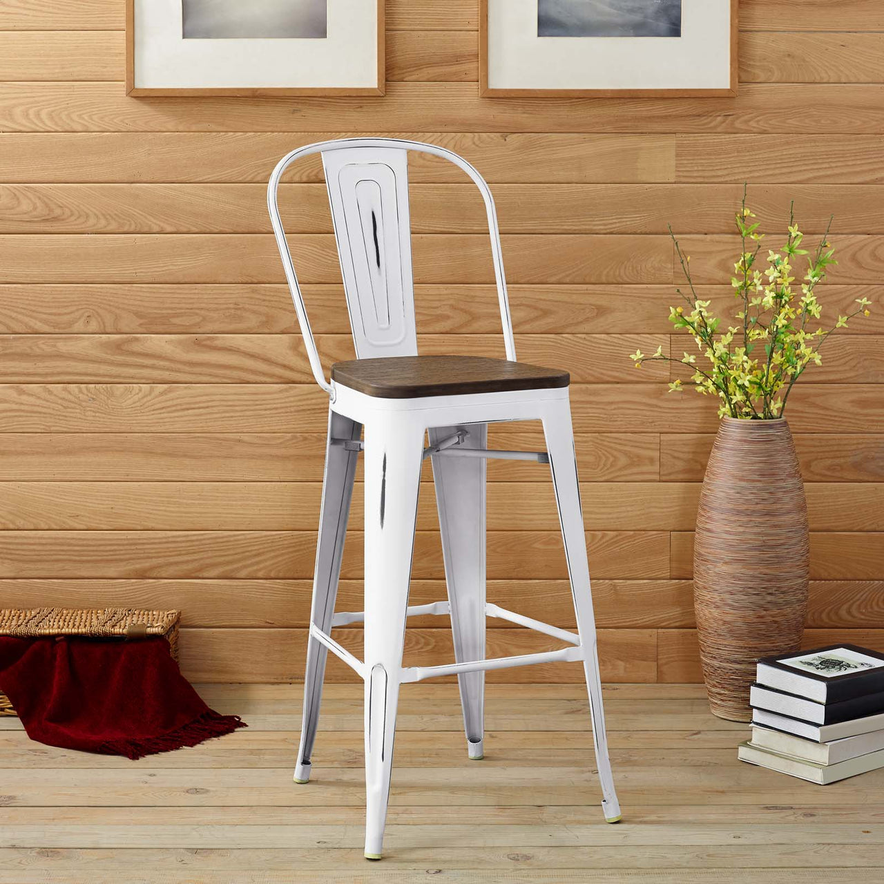 Vintage Flair Bar Stool, White