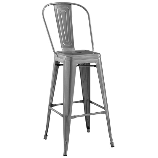 Vintage Flair Metal Bar Side Stool, Gunmetal