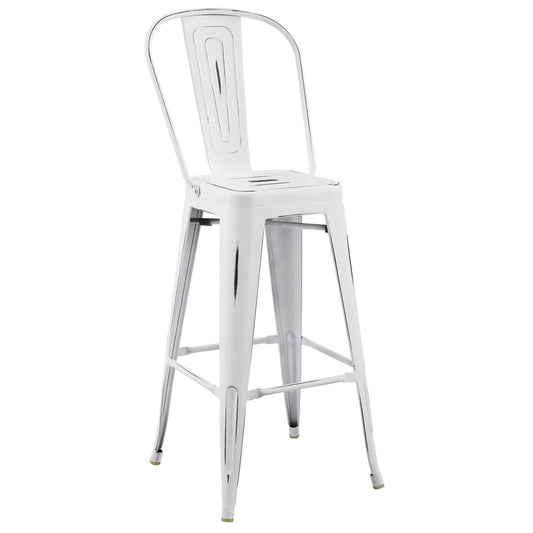 Vintage Flair Metal Bar Side Stool, White