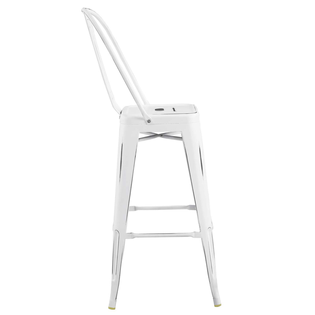 Vintage Flair Metal Bar Side Stool, White