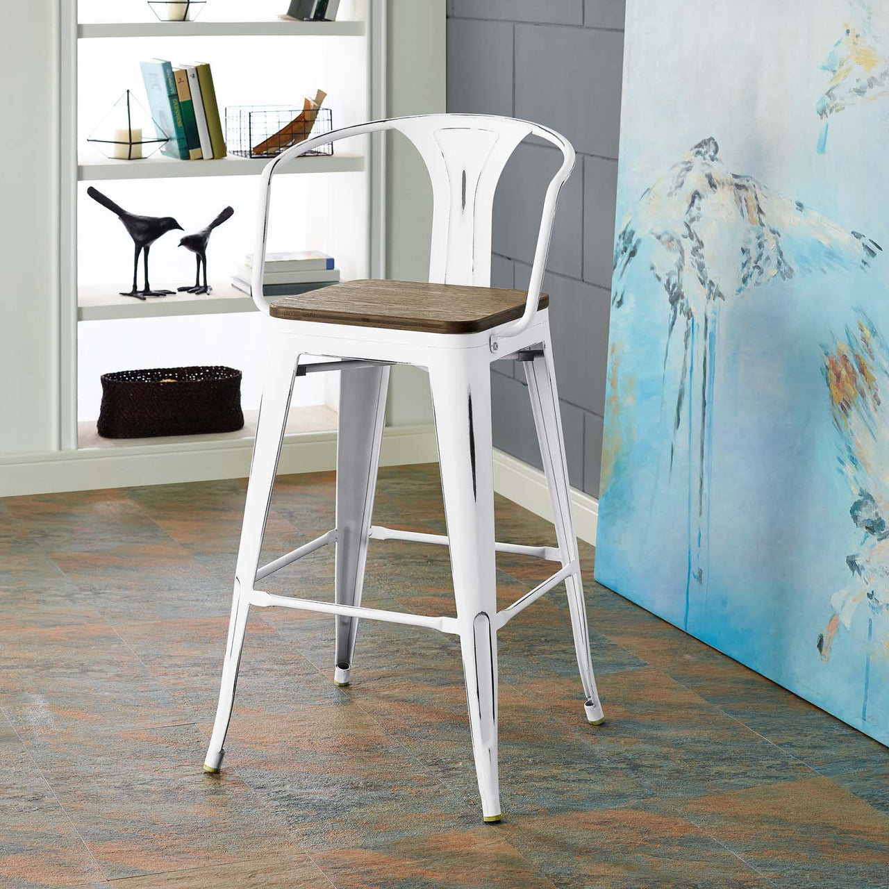 Vintage Flair Bar Stool, White