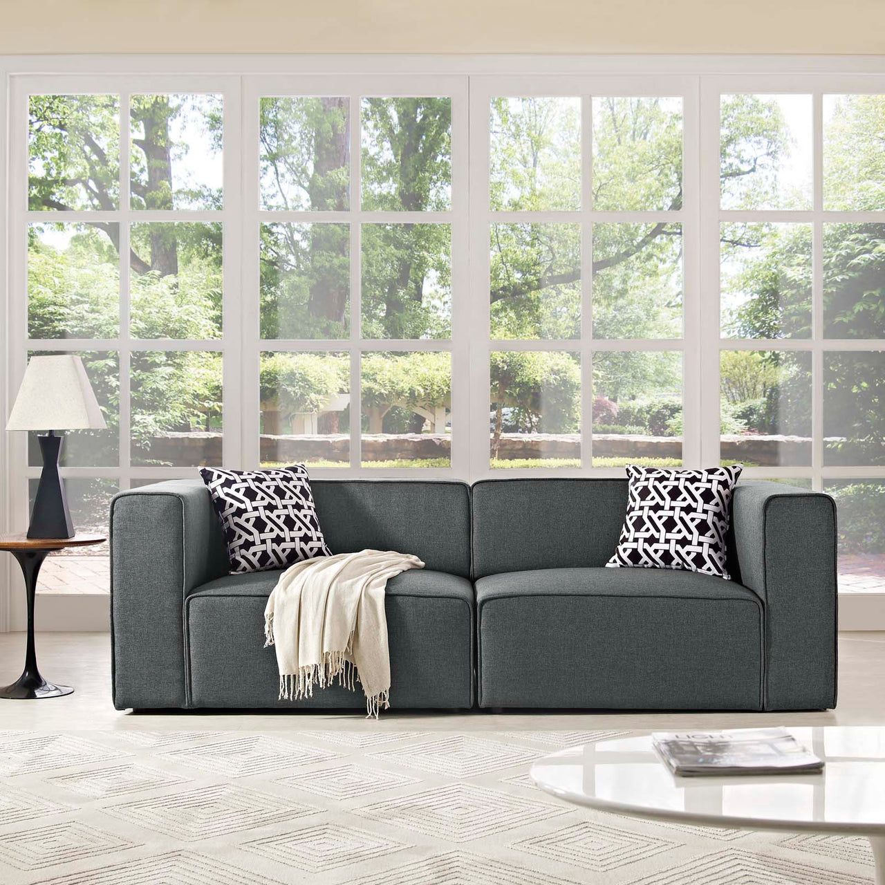 Coalesse 2-Piece Fabric Sectional Sofa Set, Gray