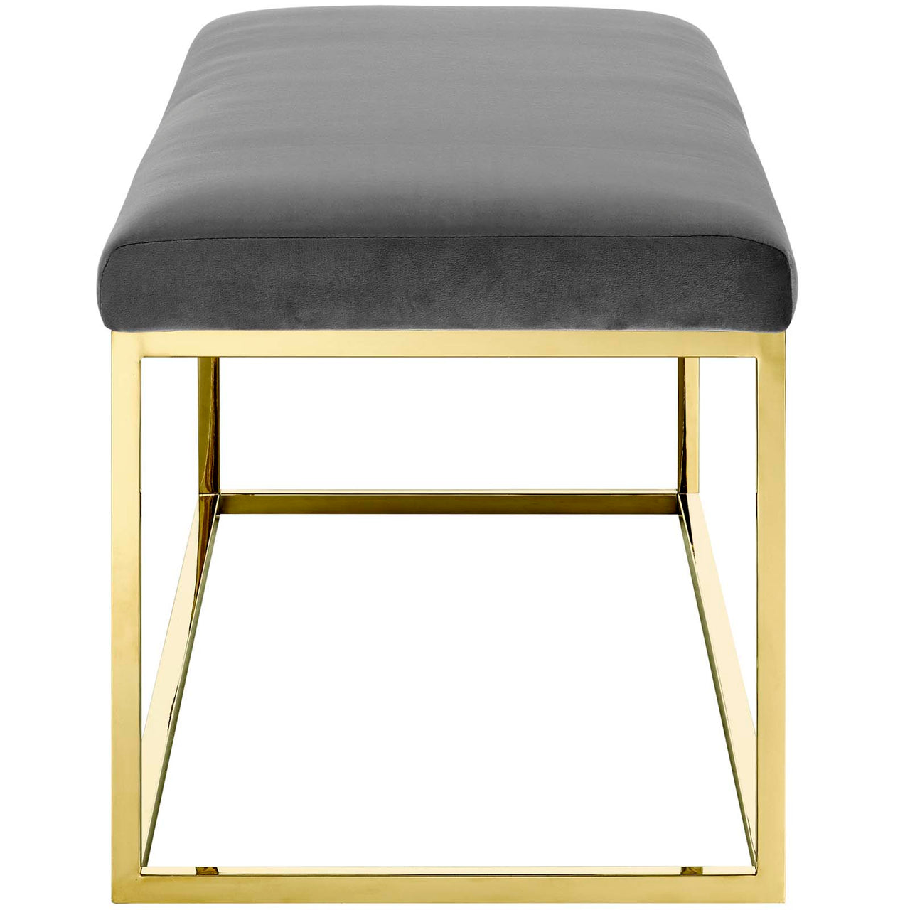 Caela Upholstered Bench, Gold & Gray