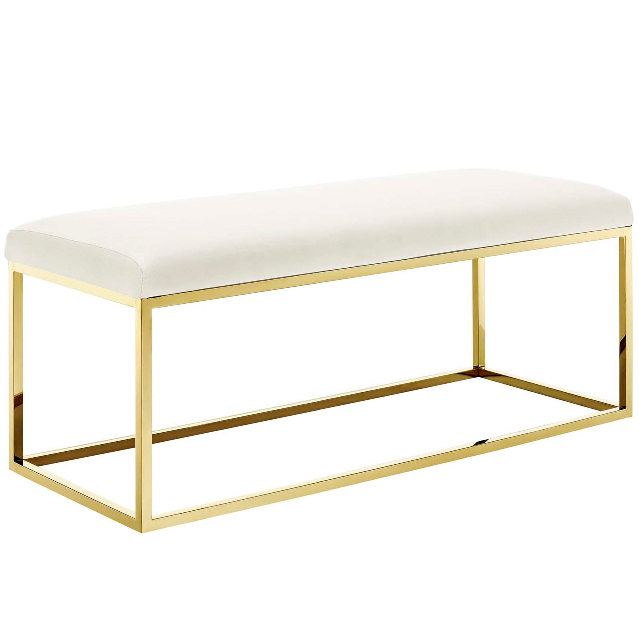 Caela Upholstered Bench, Gold & Ivory