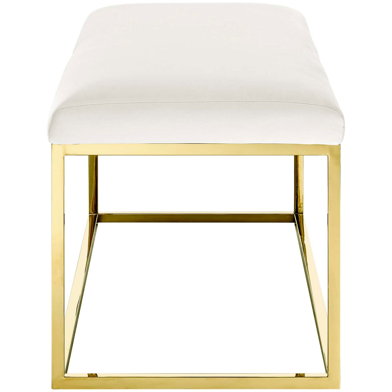Caela Upholstered Bench, Gold & Ivory
