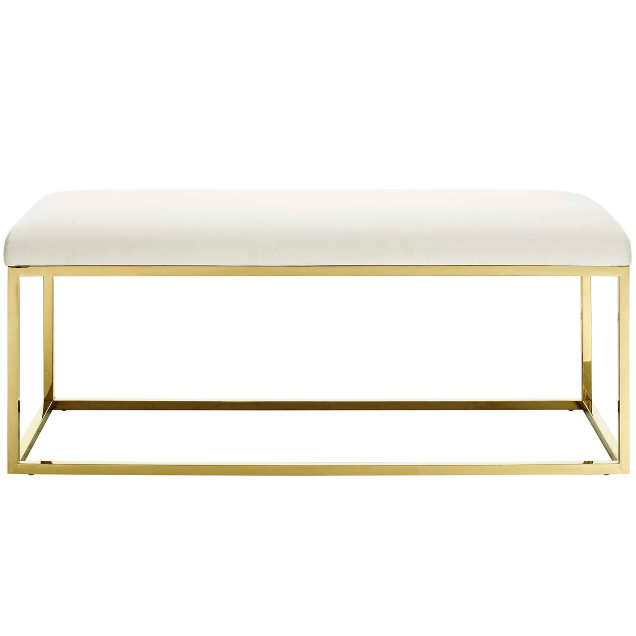 Caela Upholstered Bench, Gold & Ivory
