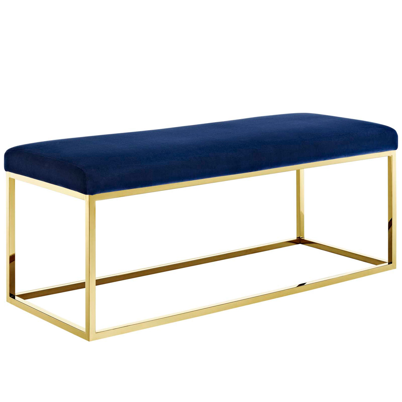 Caela Upholstered Bench, Gold & Navy