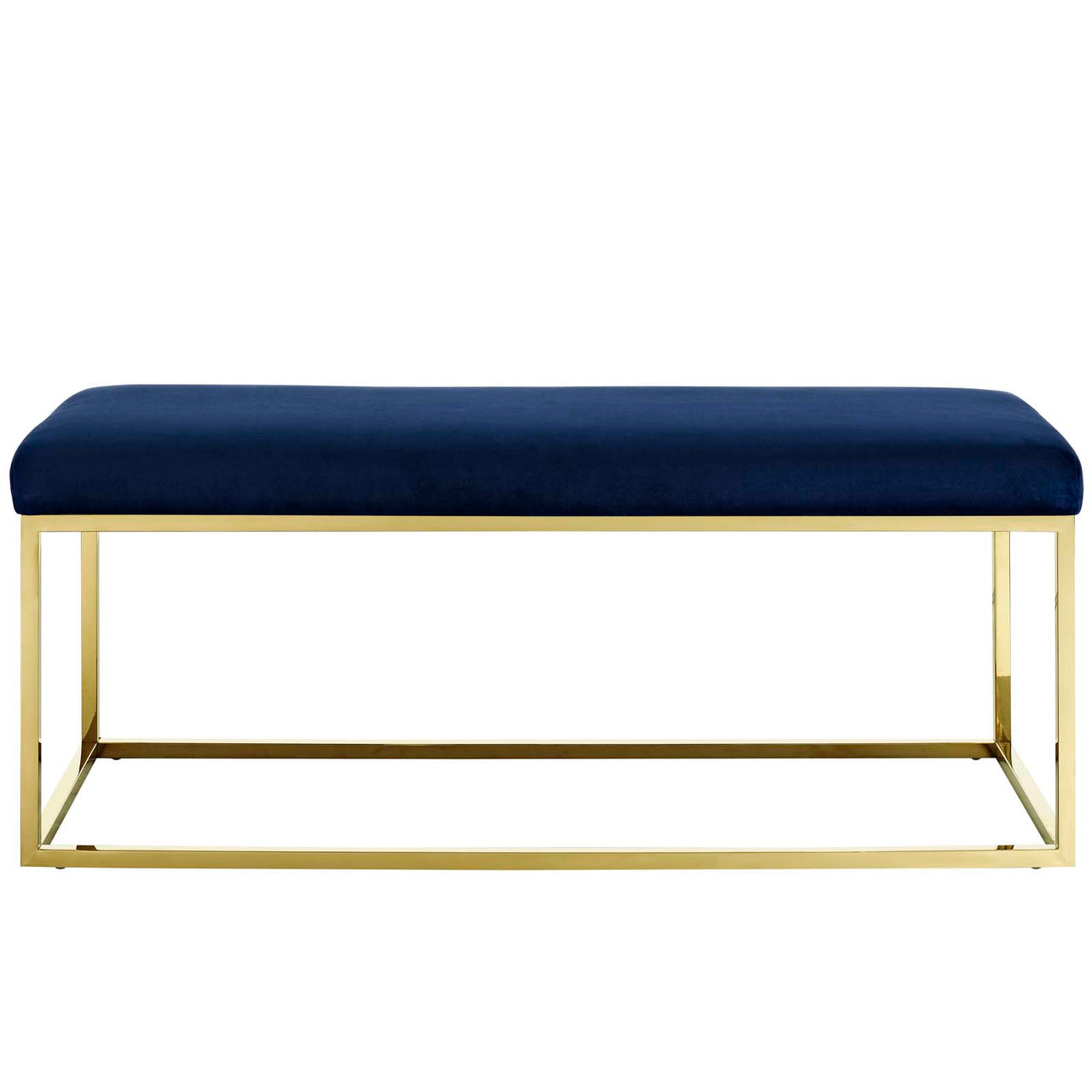 Caela Upholstered Bench, Gold & Navy