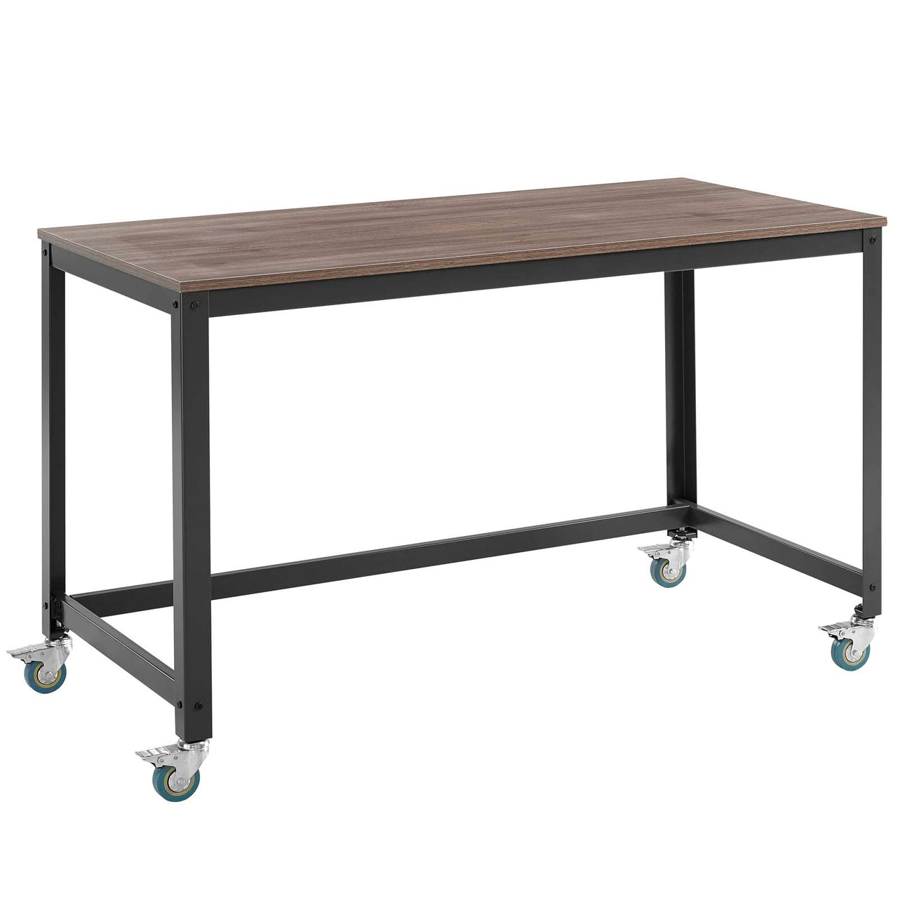 Trivane Mobile Desk, Gray & Walnut