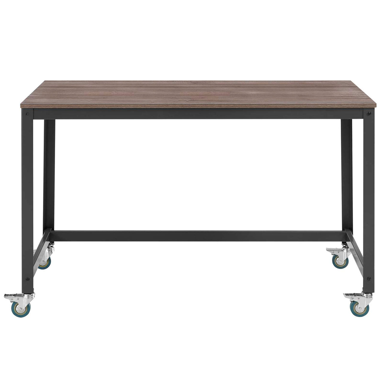 Trivane Mobile Desk, Gray & Walnut
