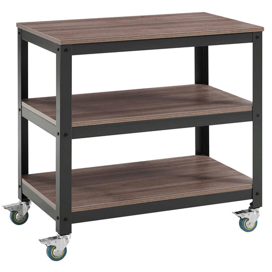 Trivane Shelf | Stand w/ Casters, Gray & Walnut