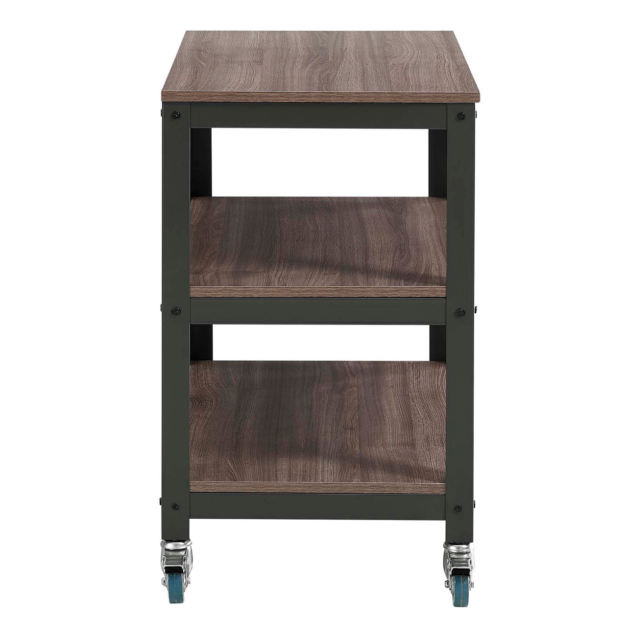 Trivane Shelf | Stand w/ Casters, Gray & Walnut