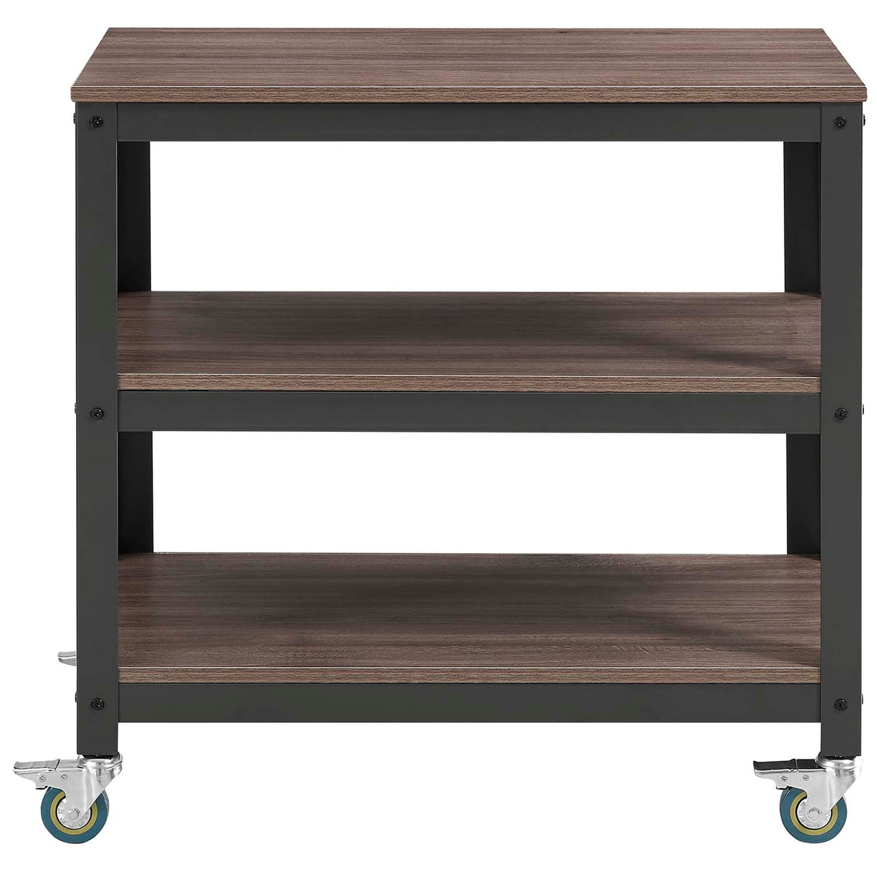 Trivane Shelf | Stand w/ Casters, Gray & Walnut