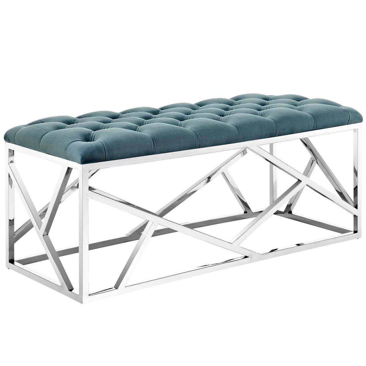 Entropy Upholstered Velvet Bench, Caspian Blue