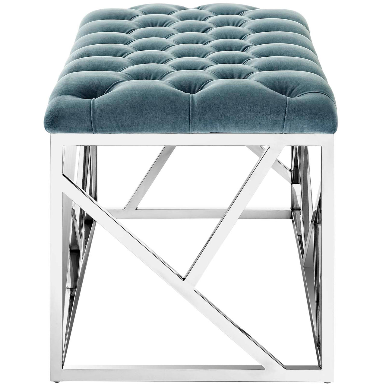 Entropy Upholstered Velvet Bench, Caspian Blue