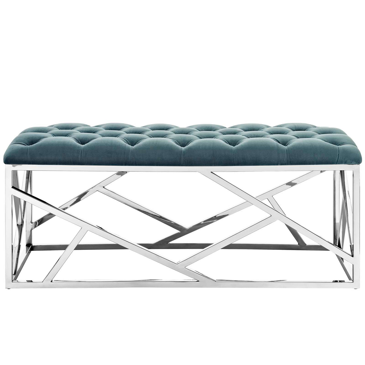 Entropy Upholstered Velvet Bench, Caspian Blue