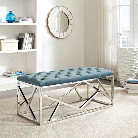 Entropy Upholstered Velvet Bench, Caspian Blue