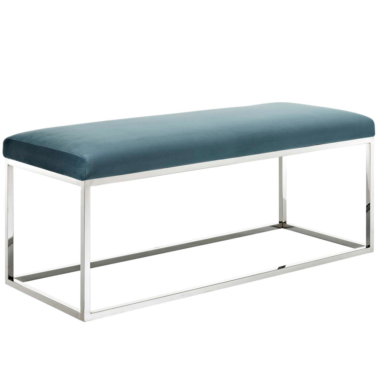 Caela Upholstered Velvet Bench, Caspian Blue