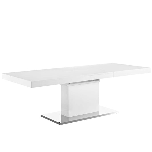 Divisa Extendable Dining Table, White & Silver