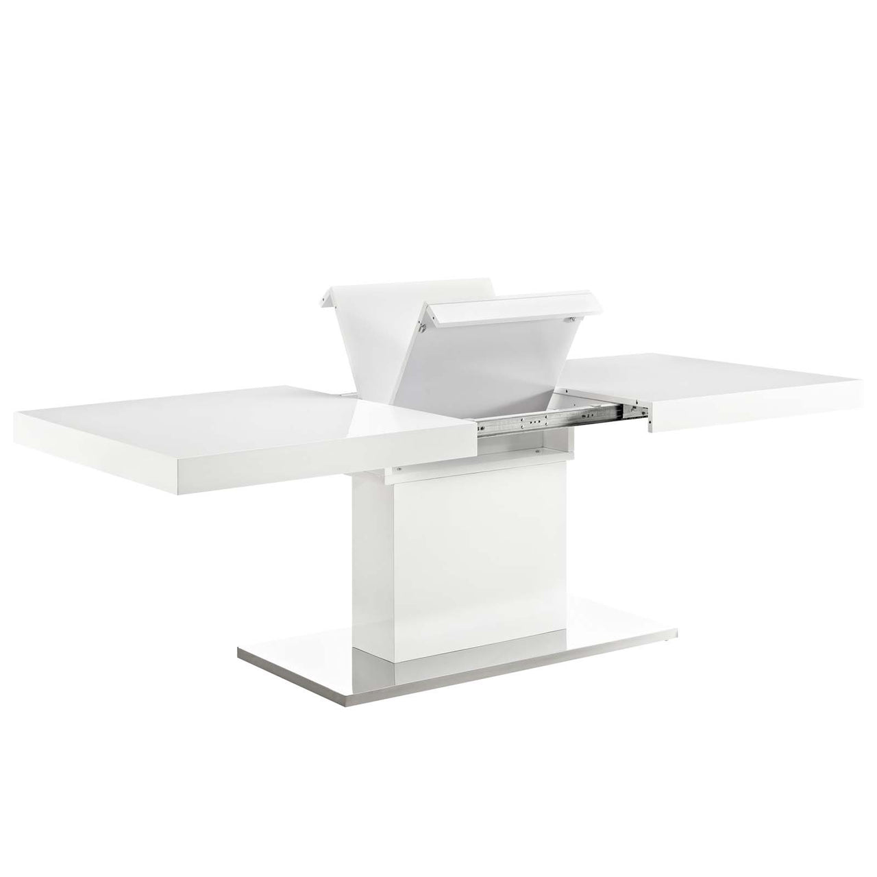 Divisa Extendable Dining Table, White & Silver