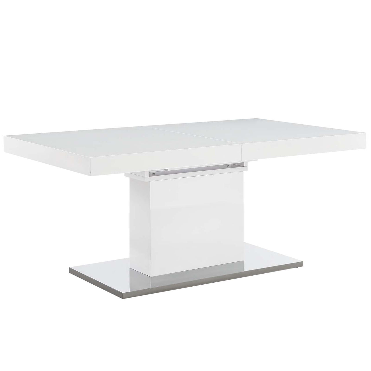 Divisa Extendable Dining Table, White & Silver