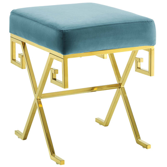 Windsor Upholstered Velvet Bench, Caspian Blue