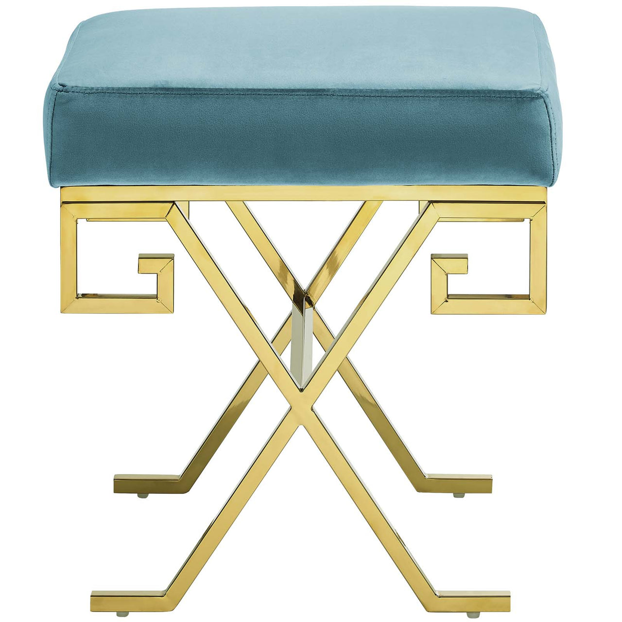 Windsor Upholstered Velvet Bench, Caspian Blue