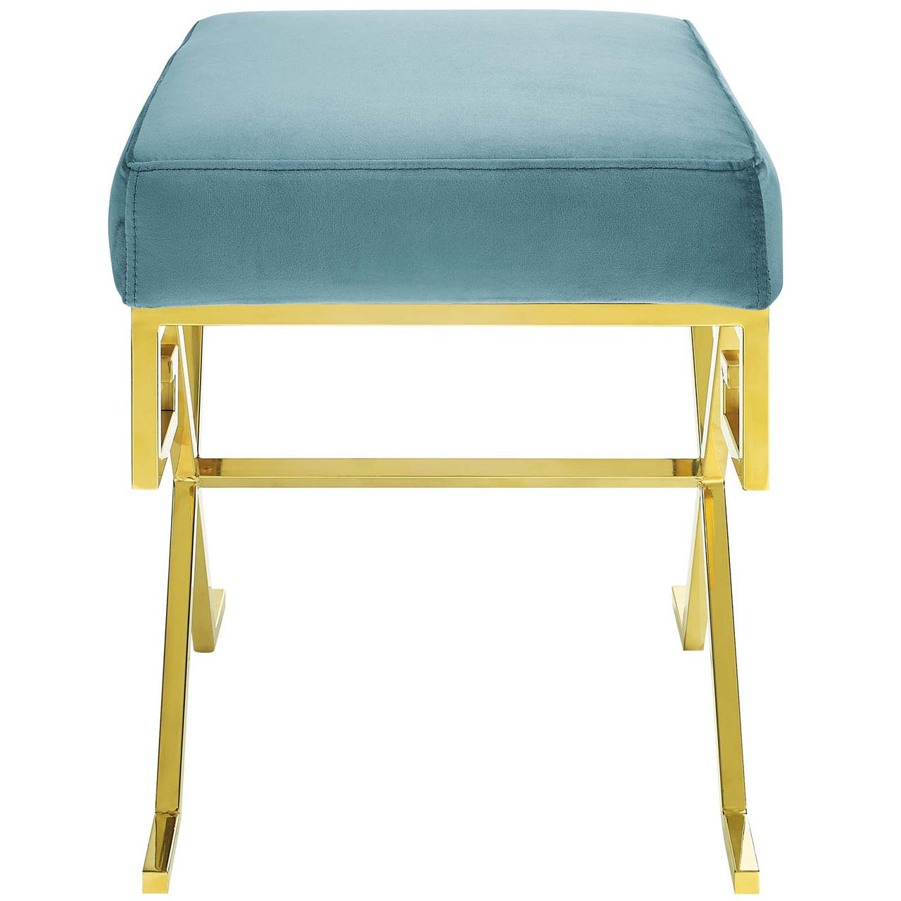 Windsor Upholstered Velvet Bench, Caspian Blue