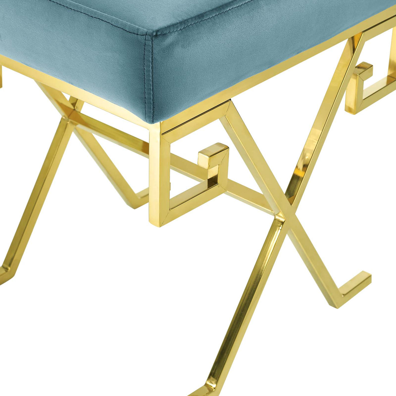 Windsor Upholstered Velvet Bench, Caspian Blue