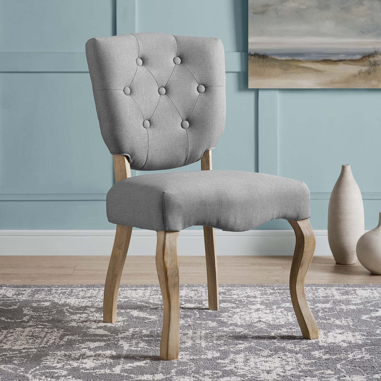 Rowena Dining Chair Set of 2, Light Gray