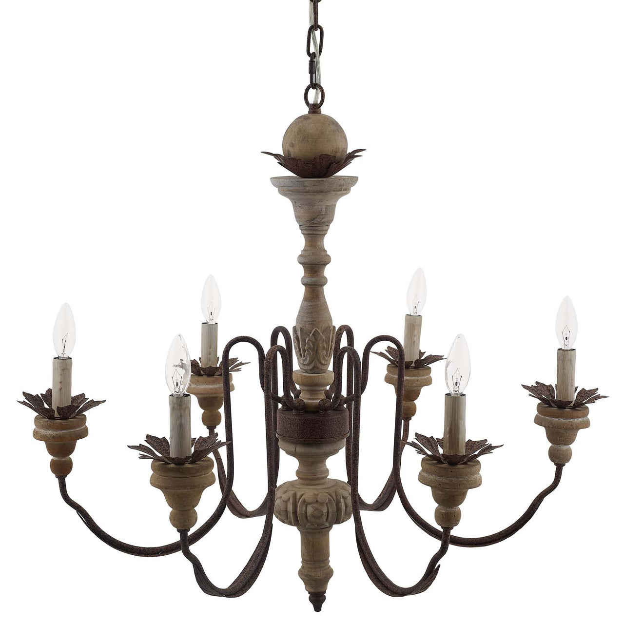 Foranzo Chandelier, Natural Wood
