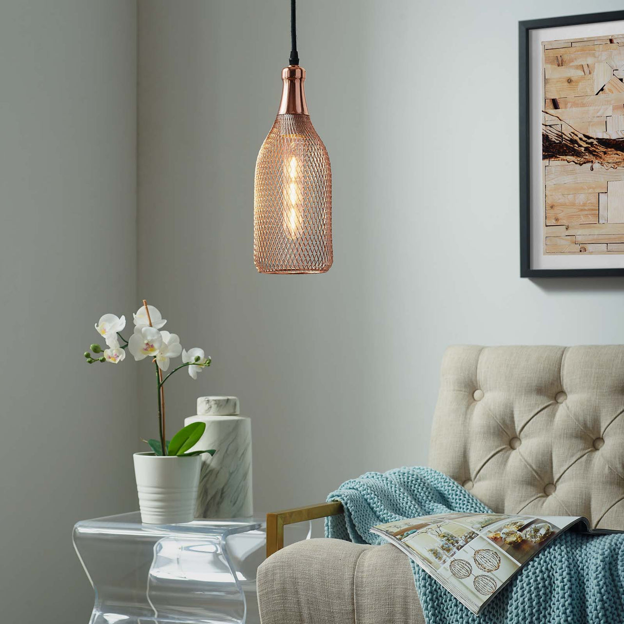 Ilvonar Pendant Light, Small, Rose Gold