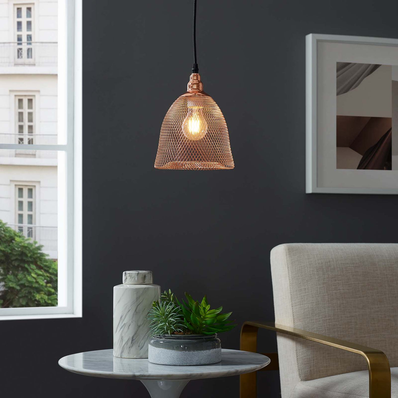 Ilvonar Pendant Light, Large, Rose Gold