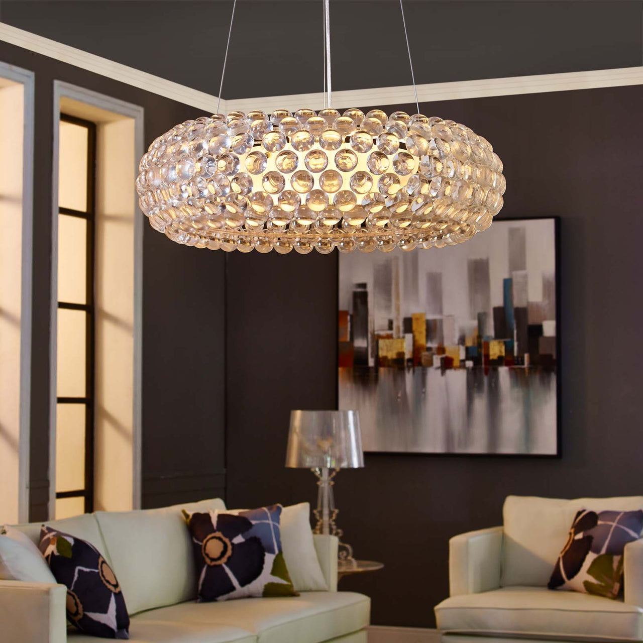 Halo 25” Pendant Chandelier, Clear