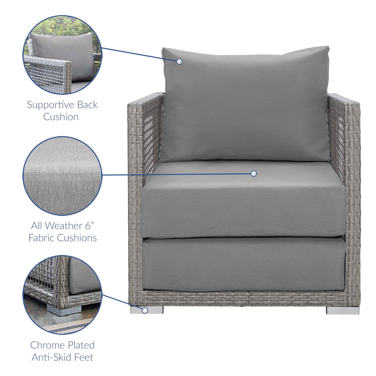 Alma Alfresco Woven Armchair, Gray