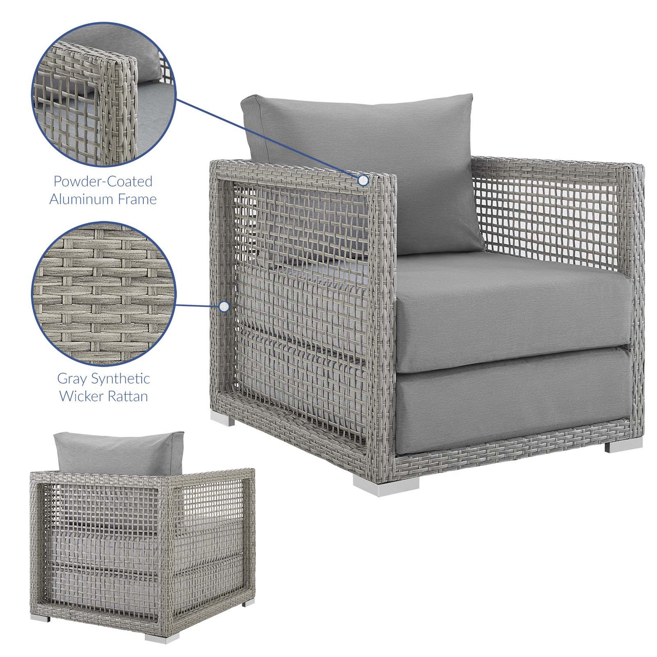 Alma Alfresco Woven Armchair, Gray