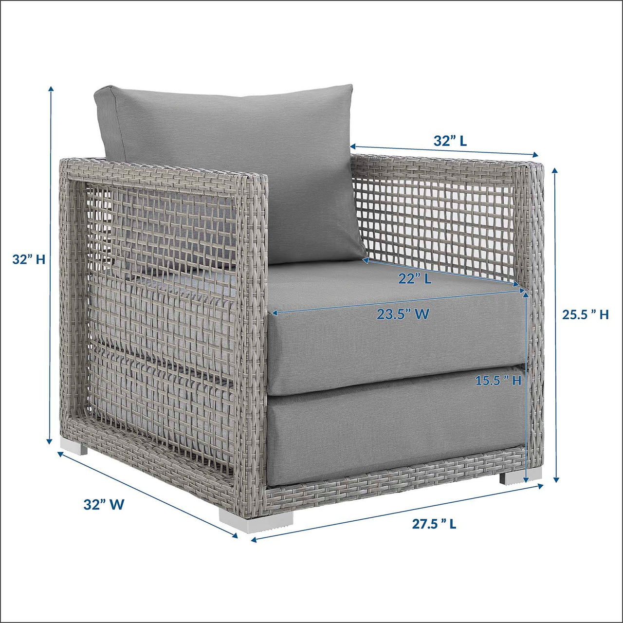 Alma Alfresco Woven Armchair, Gray