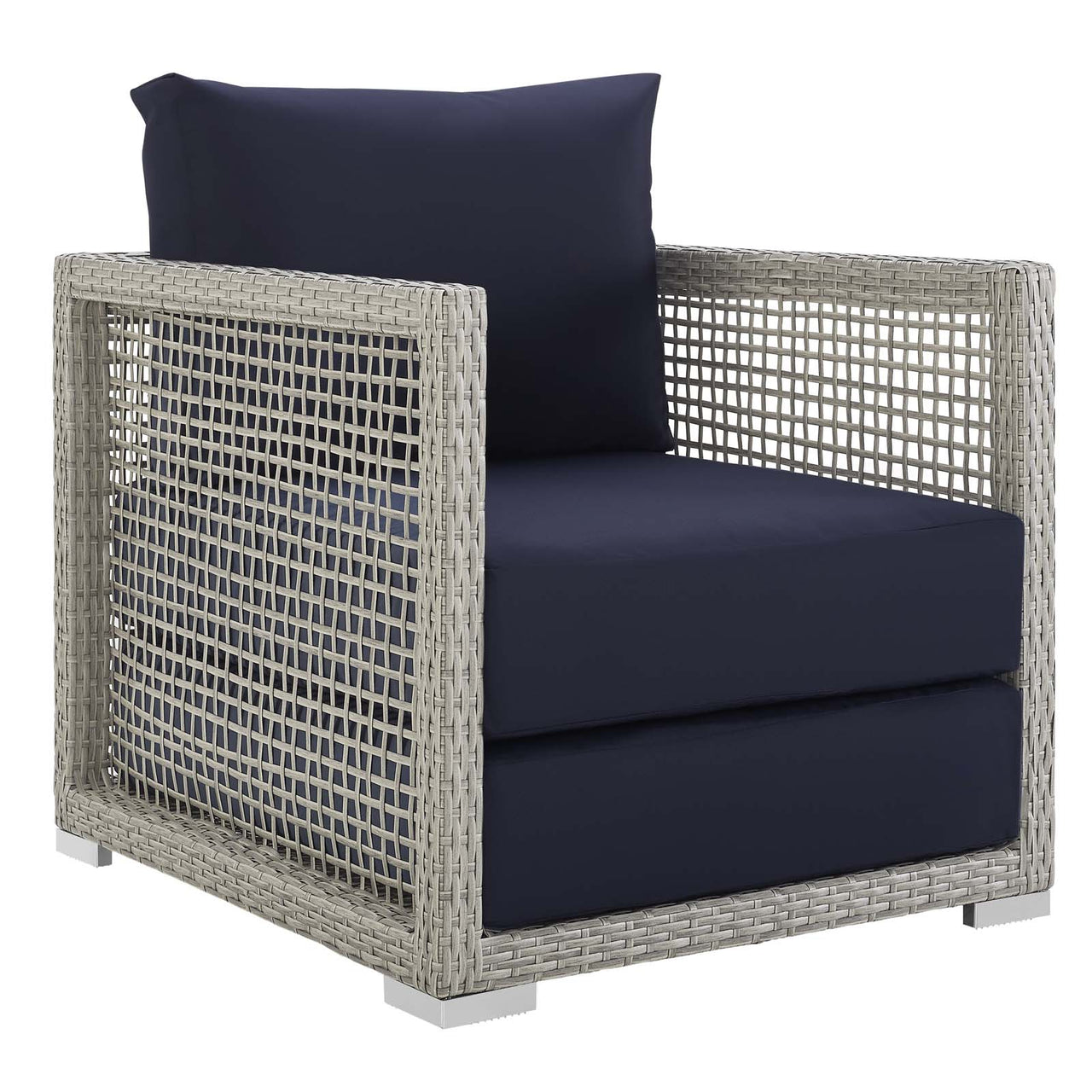 Alma Alfresco Woven Armchair, Gray & Navy
