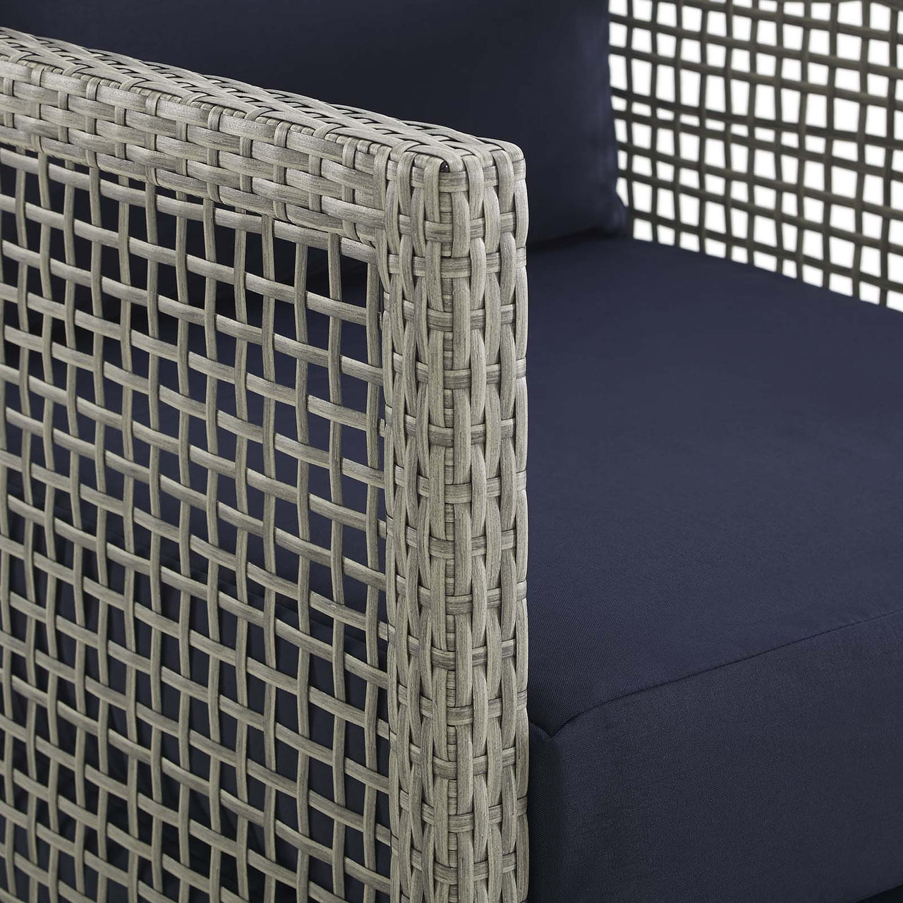 Alma Alfresco Woven Armchair, Gray & Navy