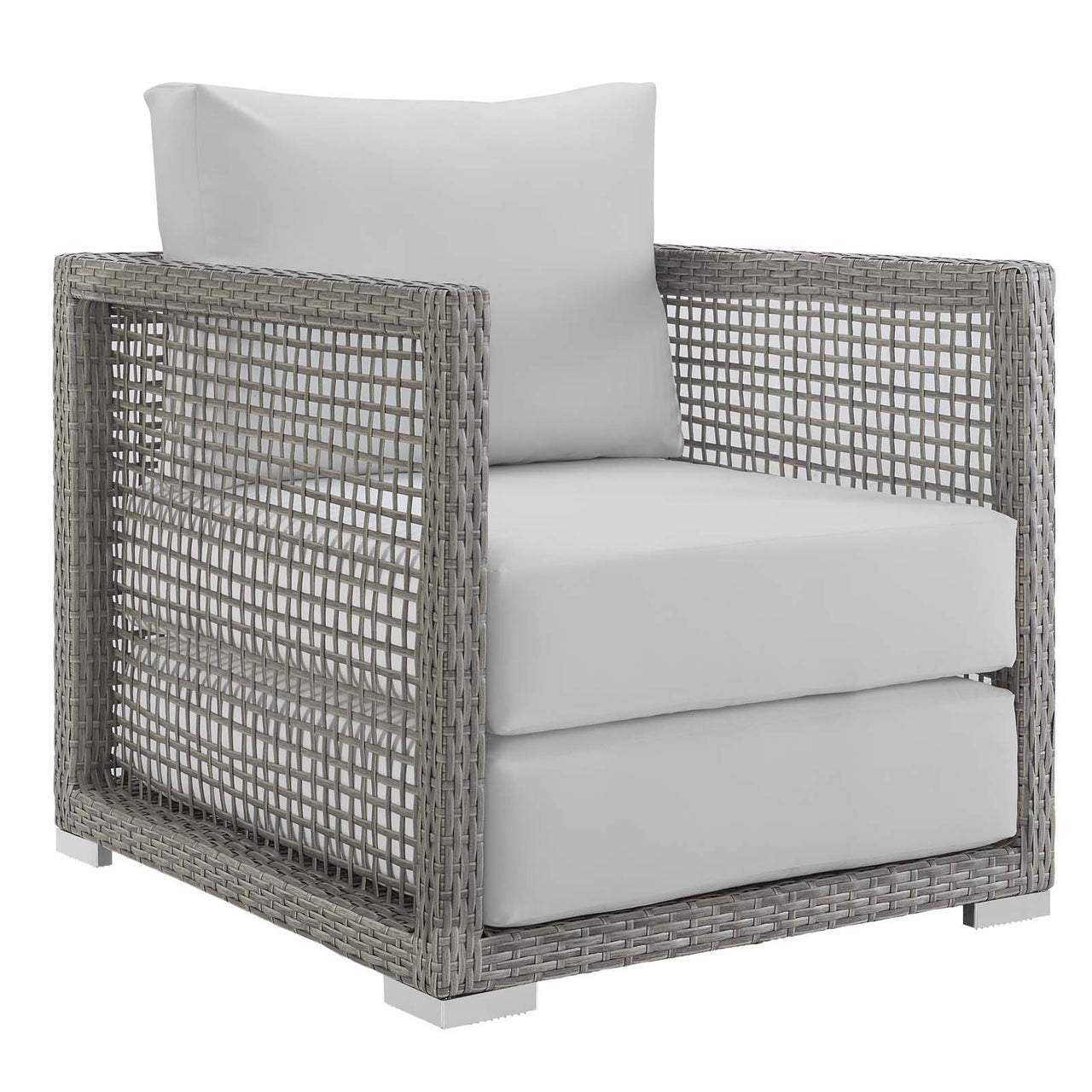 Alma Alfresco Woven Armchair, Gray & White