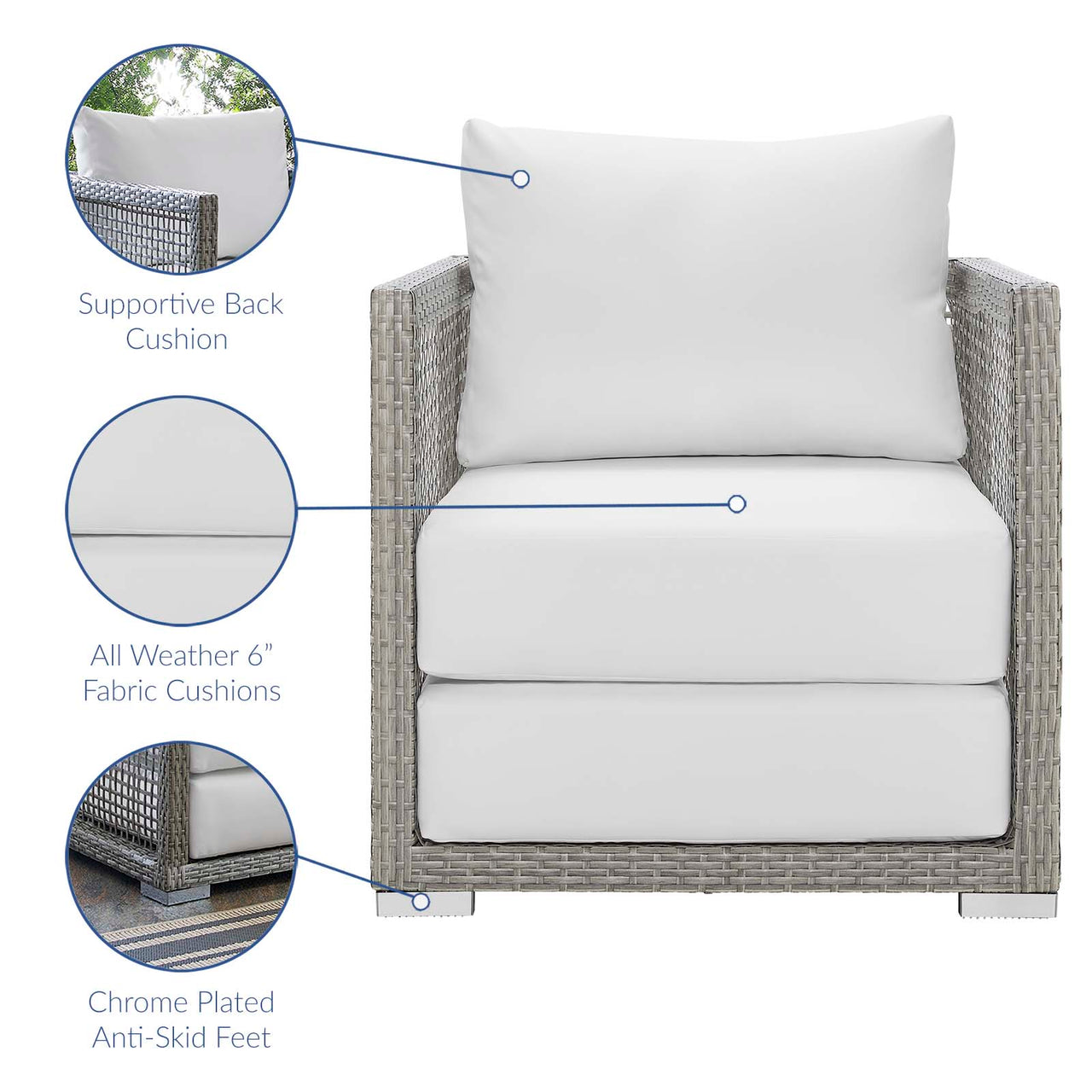 Alma Alfresco Woven Armchair, Gray & White