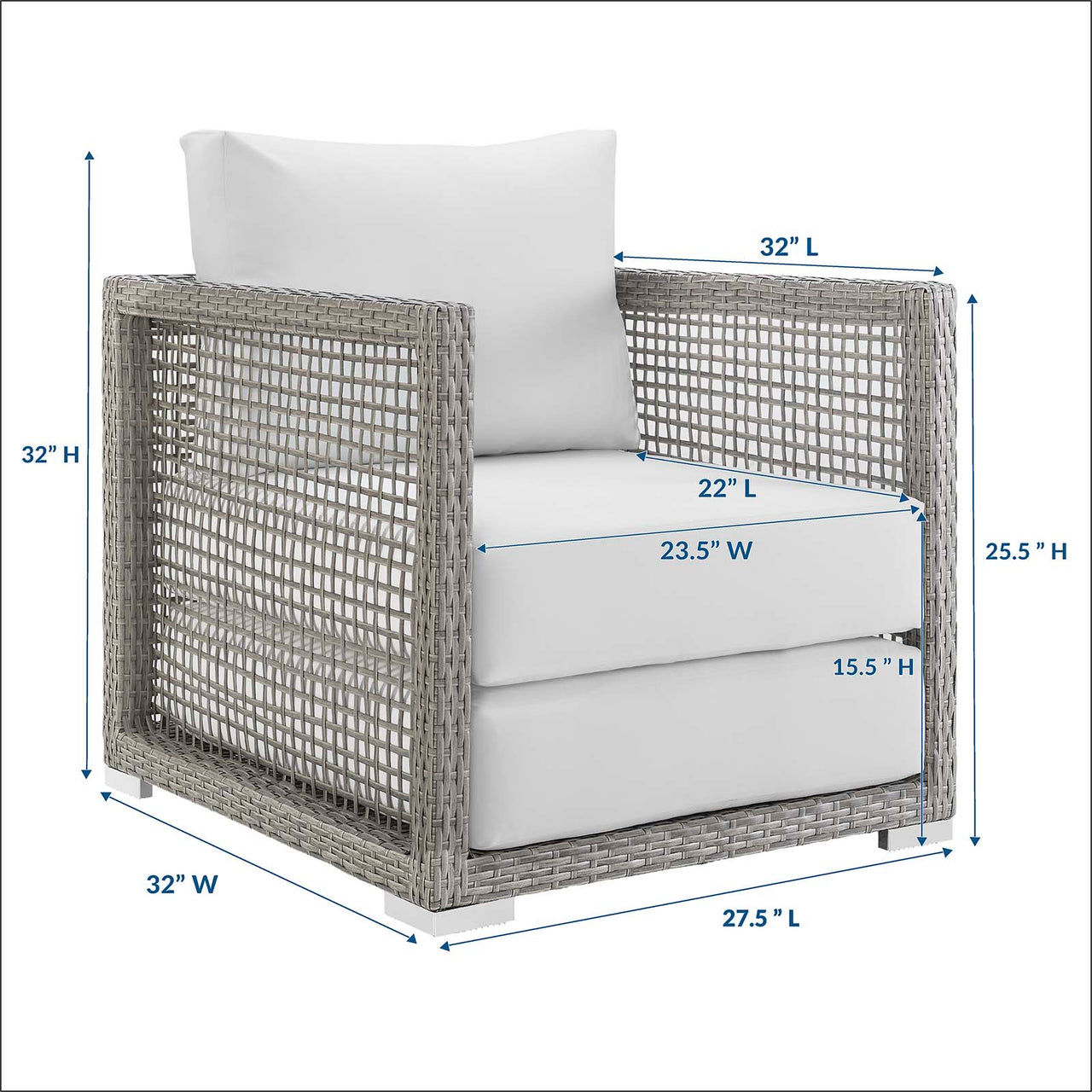 Alma Alfresco Woven Armchair, Gray & White
