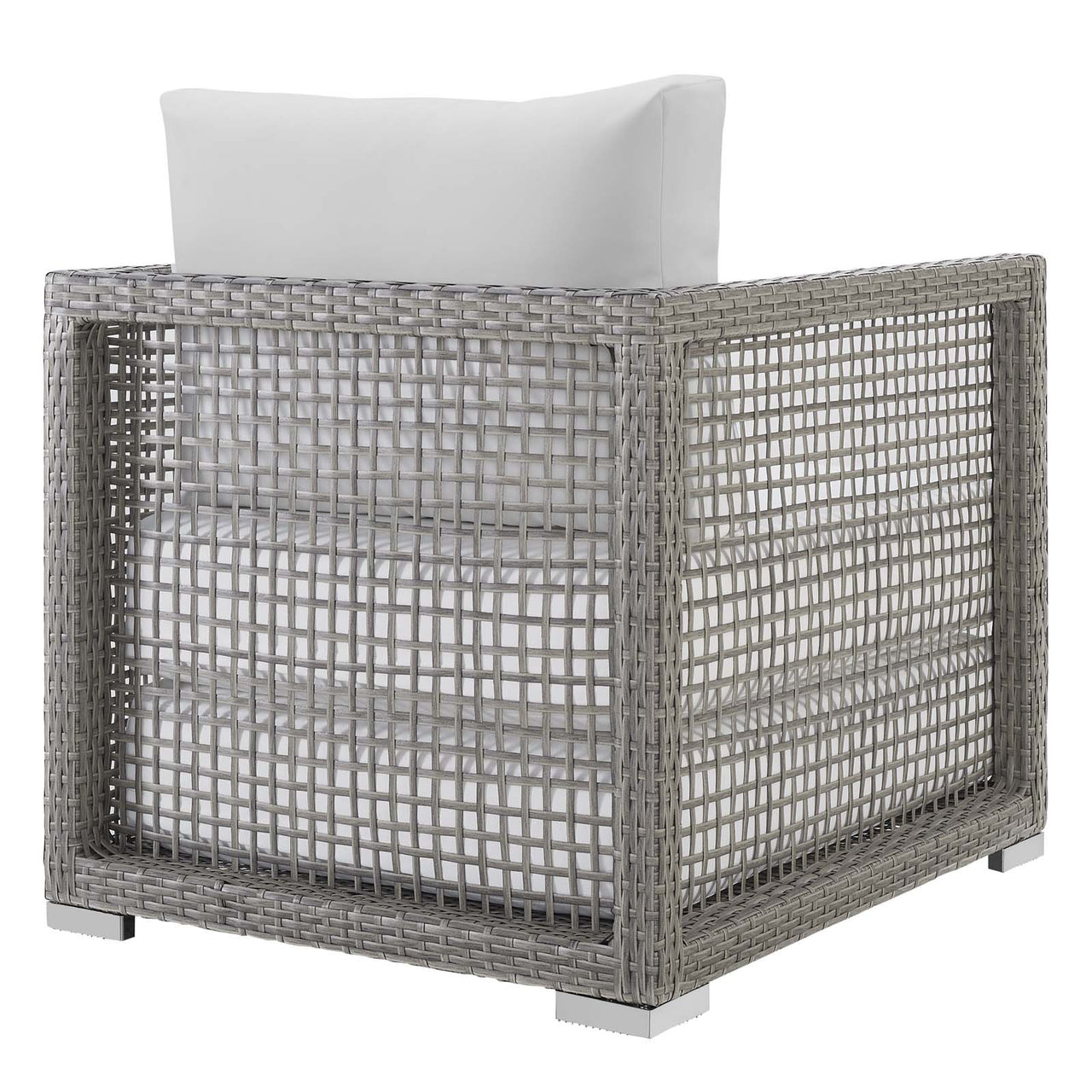 Alma Alfresco Woven Armchair, Gray & White
