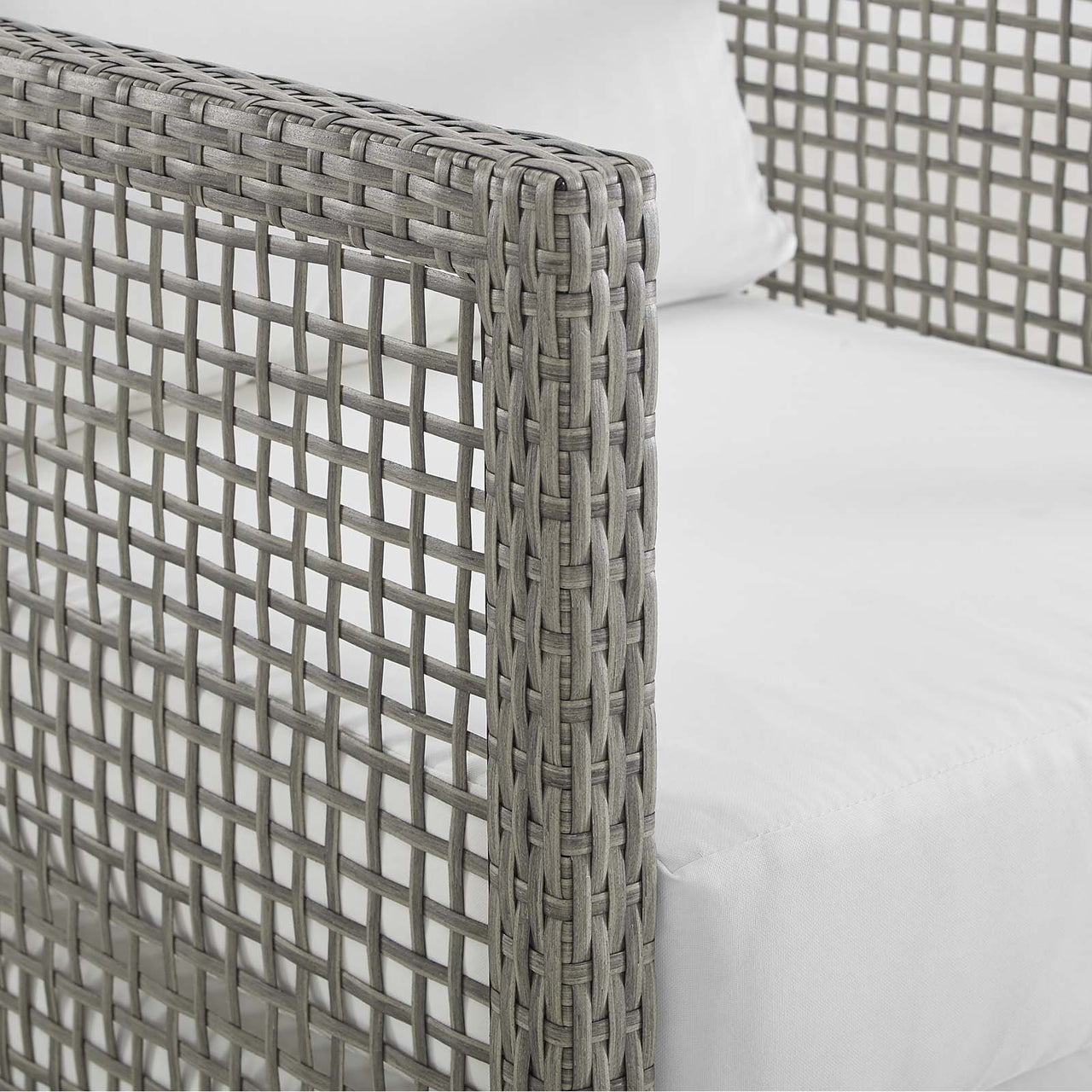 Alma Alfresco Woven Armchair, Gray & White