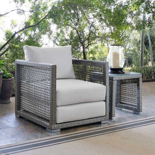 Alma Alfresco Woven Armchair, Gray & White